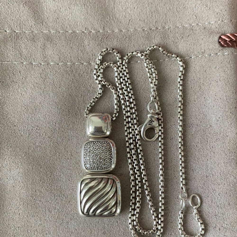 David Yurman 925 diamonds chiclet cable necklace